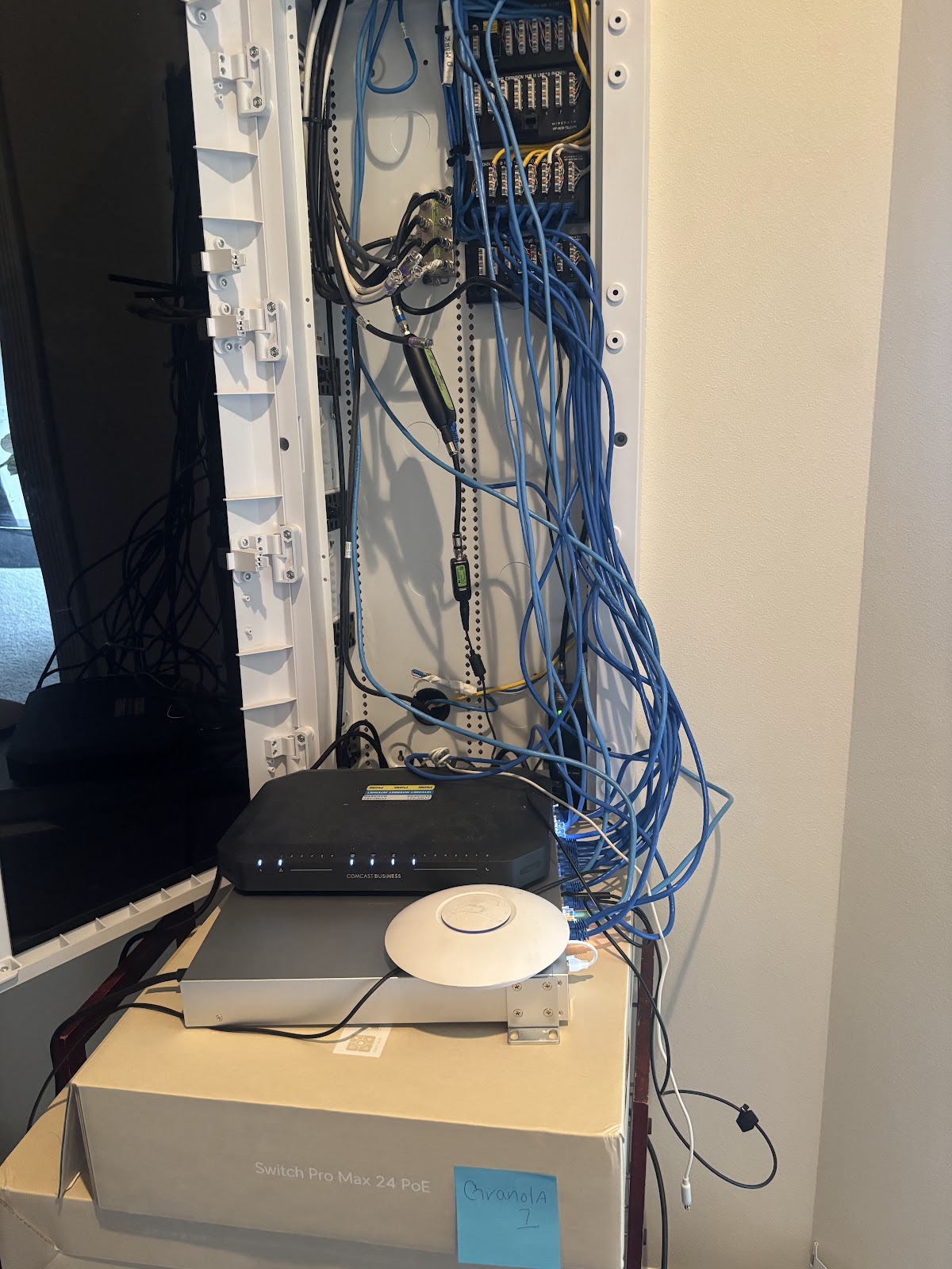 Residential network cables during installation